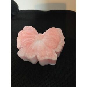 Handmade Resin Bow Shaped Trinket Box With Lid  Pink And White Glitter 767